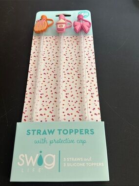 Swig set of 3 pink fall straw toppers